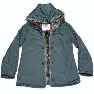 VTG‎ Y2KAbercombie Fitch Womens Winter Coat Hoodie Removable Fur Liner Green XS